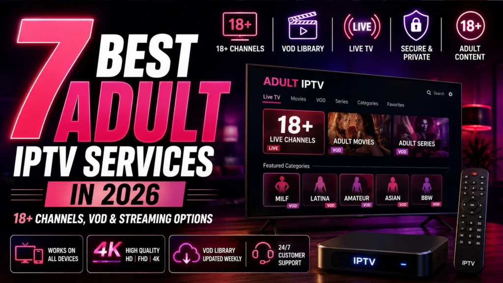 Adult IPTV with 18+ channels, VOD, HD and 4K streaming services in 2026